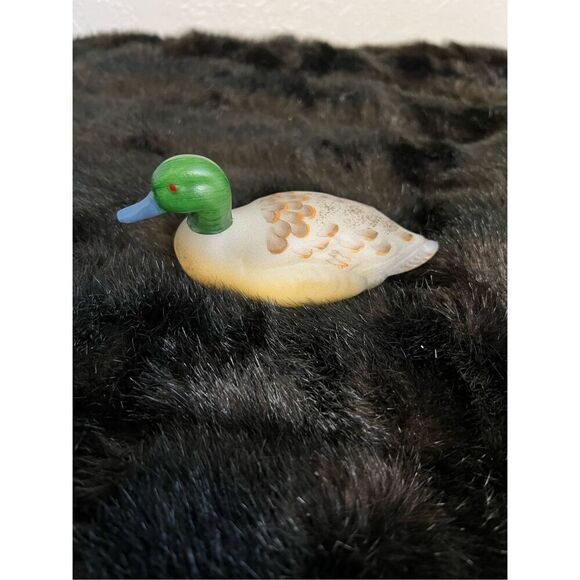 FENTON GLASS DUCK MALLARD w/ STICKER Signed